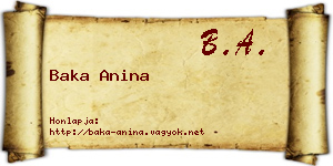 Baka Anina névjegykártya